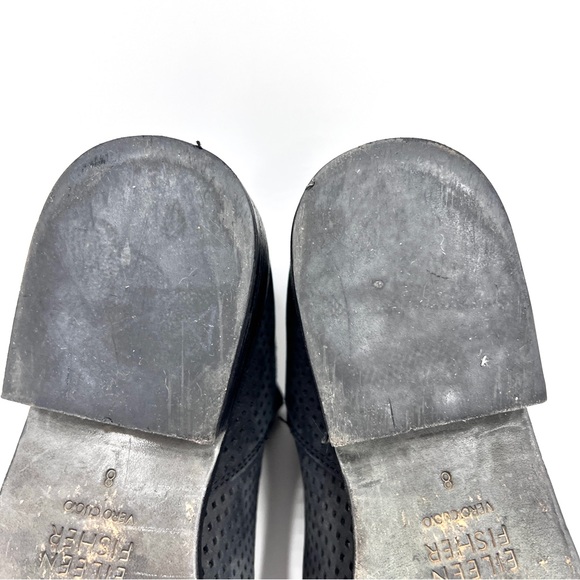 Eileen Fisher Leaf 2 Black Nubuck Leather Ankle Boots Size 8 - Picture 8 of 10